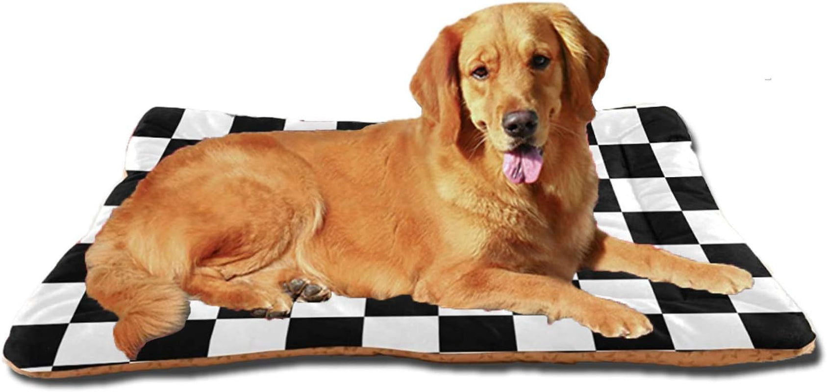 Dog Bed Black and White Plaid Buffalo Check Dog Crate Mat Mattress Washable for Large Medium Small Puppy Pets Pad 36X24 Inches 21005705