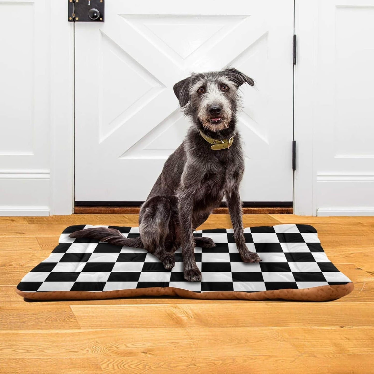 Dog Bed Black and White Plaid Buffalo Check Dog Crate Mat Mattress Washable for Large Medium Small Puppy Pets Pad 36X24 Inches 21005705